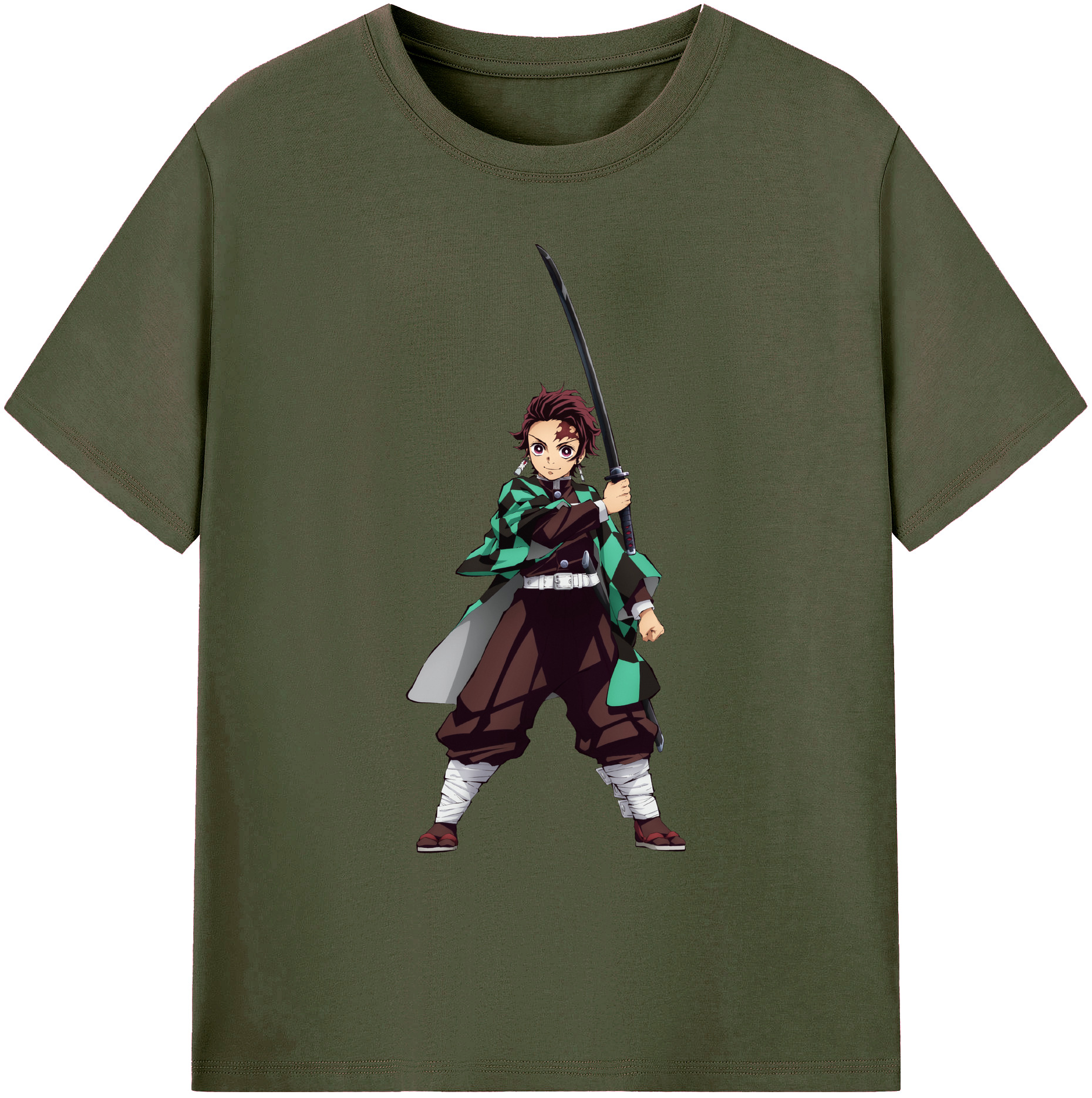 （画像用） 鬼滅の刃 竈門 炭治郎／かまど たんじろう Kamado Tanjirou 綿100％ メンズ半袖Tシャツ｜肌触りやわらか＆通気性
